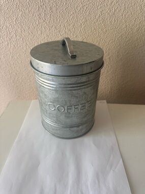 Galvanized Metal Coffee Canister - Gray